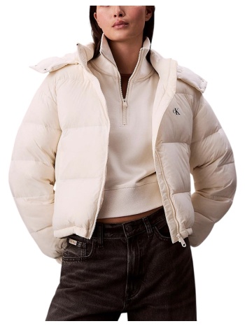 γυναικείο puffer μπουφάν μπεζ calvin klein lv047d501g-vdv σε προσφορά