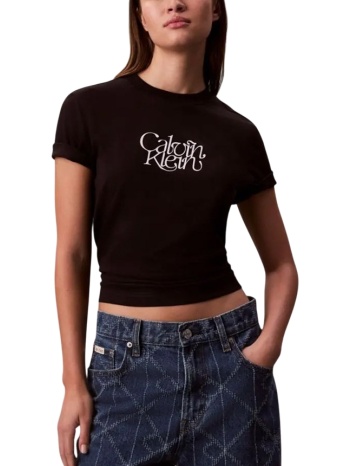 γυναικείο t-shirt μαύρο calvin klein lv047d210g-ub1