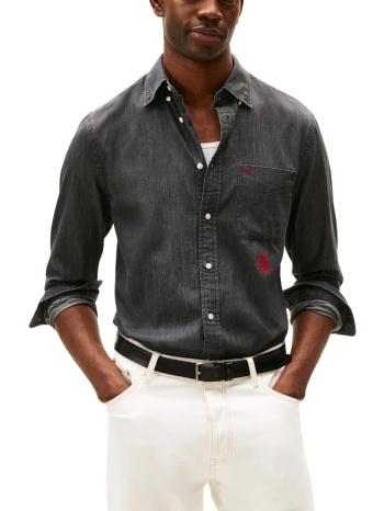 ανδρικό τζιν πουκάμισο γκρι tommy hilfiger mw0mw40569-0im