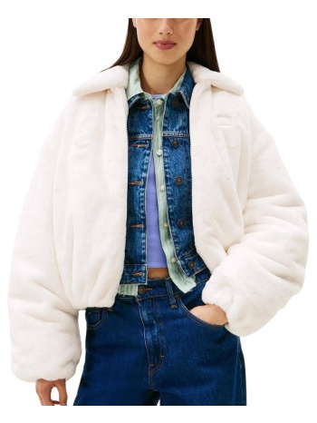 γυναικεία faux γούνα εκρού tommy jeans dw0dw21669-ybh σε προσφορά