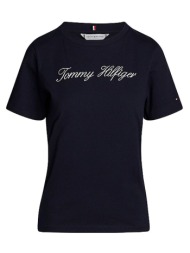 γυναικείο script t-shirt navy μπλε tommy hilfiger ww0ww43459-02g