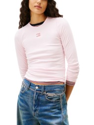 γυναικείο slim μακρυμάνικο t-shirt ροζ tommy jeans dw0dw20178-tog
