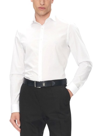 ανδρικό slim πουκάμισο λευκό calvin klein lv019eu000-xo0