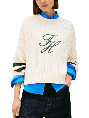 γυναικείο πουλόβερ κρεμ tommy hilfiger ww0ww47633-aef