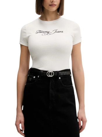 γυναικείο slim t-shirt λευκό tommy jeans dw0dw21838-ybl