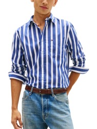 ανδρικό ριγέ πουκάμισο μπλε tommy hilfiger mw0mw41715-0a4