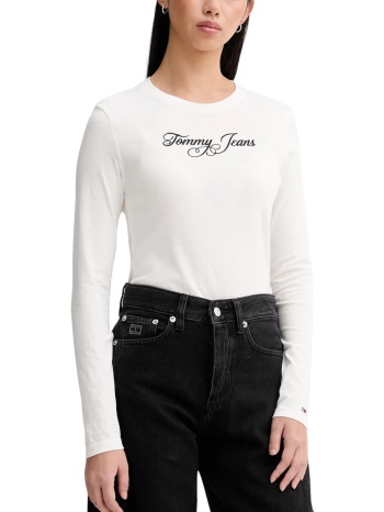 γυναικείο slim μακρυμάνικο t-shirt λευκό tommy jeans