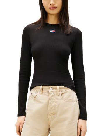 γυναικείο slim μακρυμάνικο t-shirt μαύρο tommy jeans