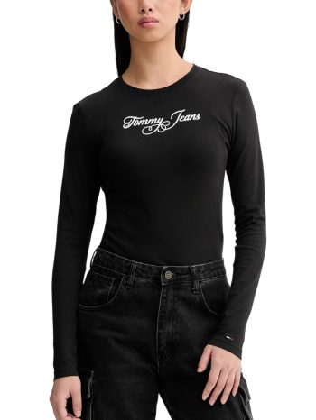 γυναικείο slim μακρυμάνικο t-shirt μαύρο tommy jeans