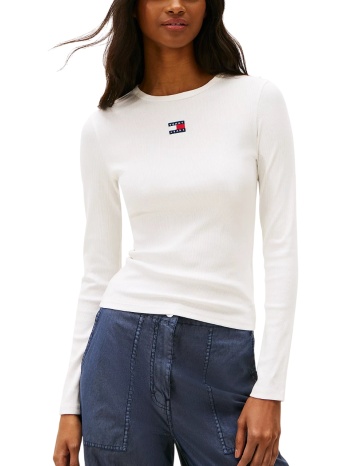 γυναικείο slim μακρυμάνικο t-shirt λευκό tommy jeans