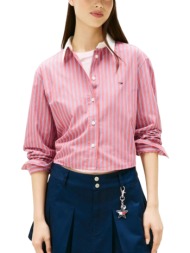 γυναικείο ριγέ πουκάμισο ροζ tommy jeans dw0dw22078-0e3