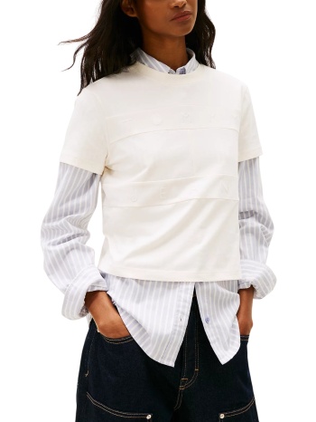 γυναικείο t-shirt εκρού tommy jeans dw0dw22539-ybh