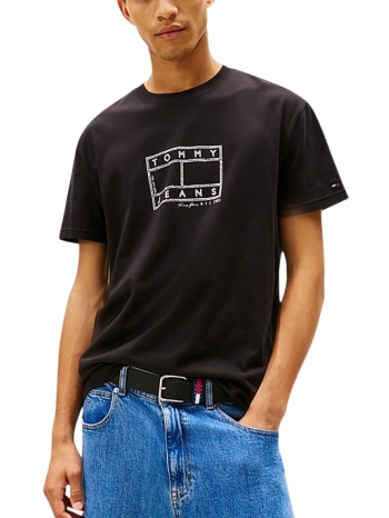 ανδρικό t-shirt μαύρο tommy jeans dm0dm22317-bds
