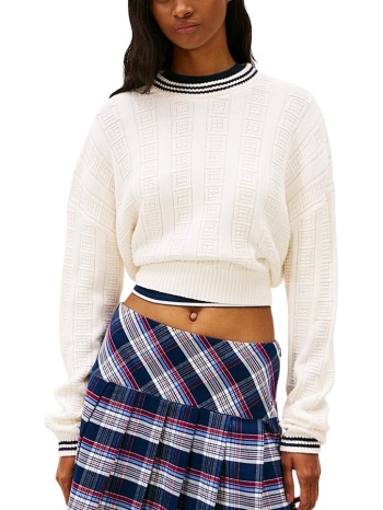 γυναικείο boxy πουλόβερ off white tommy jeans dw0dw22025-ybh