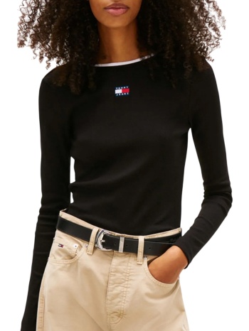 γυναικεία μακρυμάνικη μπλούζα μαύρη tommy jeans