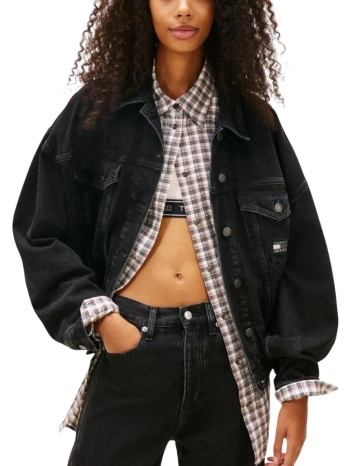 γυναικείο oversized τζιν μπουφάν μαύρο tommy jeans