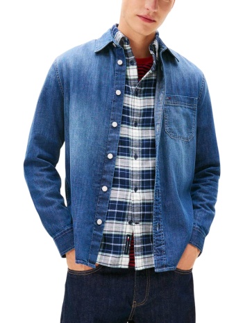 ανδρικό τζιν πουκάμισο navy μπλε tommy jeans dm0dm22303-1bk