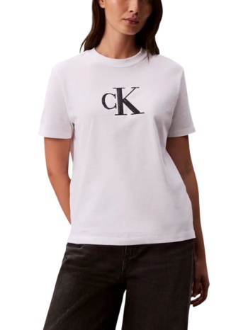 γυναικείο t-shirt λευκό calvin klein lv044e215g-yaa