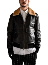 ανδρικό δερμάτινο μπουφάν μαύρο maffei 51283col-nero