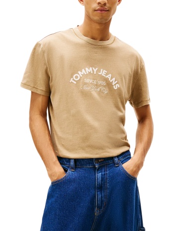 ανδρικό t-shirt μπεζ tommy jeans dm0dm22328-aen