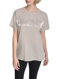 γυναικείο logo t-shirt μπεζ dkny dp6t1534-ota
