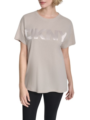 γυναικείο logo t-shirt μπεζ dkny dp6t1534-ota
