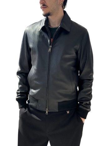 ανδρικό δερμάτινο μπουφάν μαύρο maffei 51221b-nero