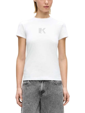 γυναικείο slim t-shirt λευκό karl lagerfeld jeans