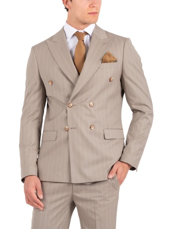 ανδρικό ριγέ κοστούμι μπεζ vittorio 10025king-fanco σε προσφορά