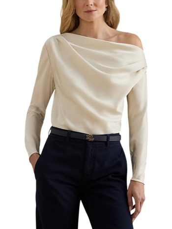 γυναικεία μακρυμάνικη μπλούζα κρεμ ralph lauren