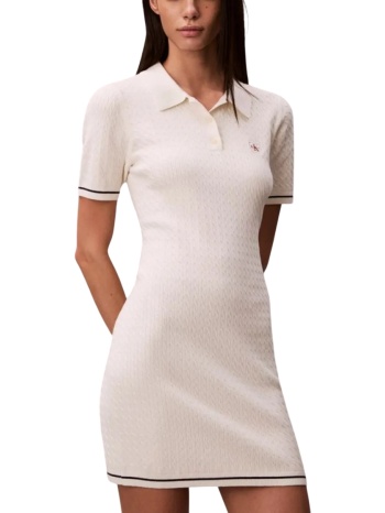 γυναικείο κοντομάνικο polo φόρεμα εκρού calvin klein