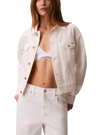 γυναικείο τζιν μπουφάν λευκό calvin klein lv047f776g-asn