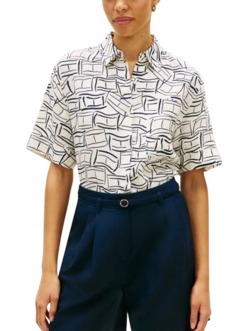 γυναικείο κοντομάνικο πουκάμισο εκρού tommy hilfiger