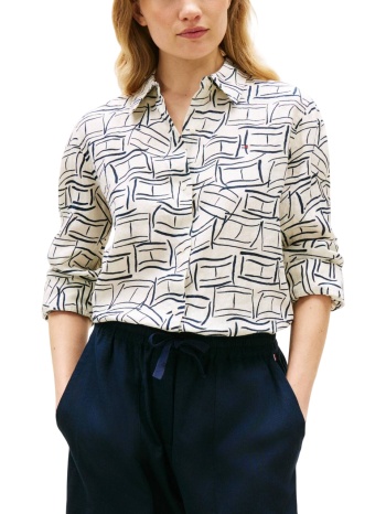 γυναικείο πουκάμισο εκρού tommy hilfiger ww0ww44679-0lc