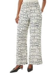 γυναικεία λινή παντελόνα εκρού tommy hilfiger ww0ww48970-0lc