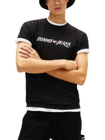 ανδρικό t-shirt μαύρο tommy jeans dm0dm22548-bds