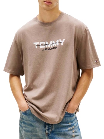 ανδρικό t-shirt μπεζ tommy jeans dm0dm22550-pkd