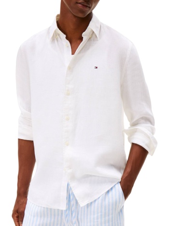 ανδρικό λινό πουκάμισο λευκό tommy hilfiger mw0mw41530-ybr