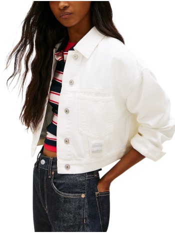 γυναικείο oversized τζιν μπουφάν λευκό tommy jeans