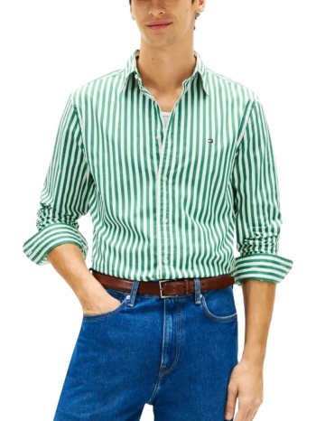 ανδρικό ριγέ πουκάμισο πράσινο tommy hilfiger mw0mw42440-0cd