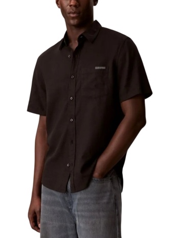 ανδρικό λινό κοντομάνικο πουκάμισο μαύρο calvin klein