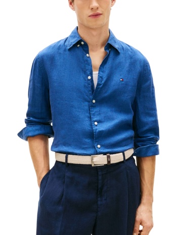 ανδρικό λινό πουκάμισο μπλε tommy hilfiger mw0mw41530-c3i