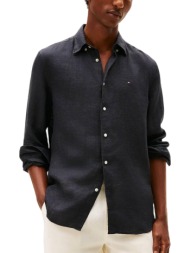 ανδρικό λινό πουκάμισο μαύρο tommy hilfiger mw0mw41530-bds