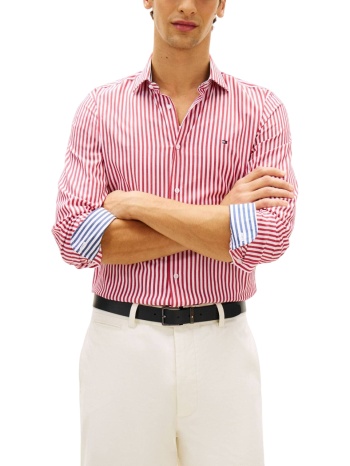 ανδρικό ριγέ πουκάμισο κόκκινο tommy hilfiger mw0mw42928-xld