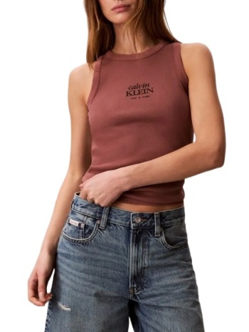 γυναικείο αμάνικο top καφέ calvin klein lv047f239g-41j