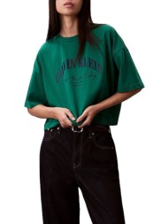 γυναικείο cropped boxy t-shirt πράσινο calvin klein lv047f813g-l4g