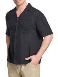 ανδρικό exolino κοντομάνικο λινό πουκάμισο μαύρο hugo 50561715-001