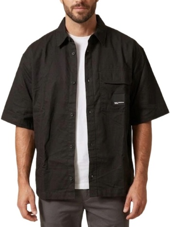 ανδρικό λινό κοντομάνικο πουκάμισο μαύρο karl lagerfeld