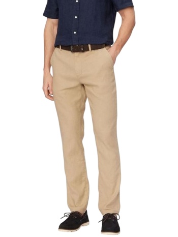 ανδρικό λινό παντελόνι μπεζ tommy hilfiger mw0mw42337-aeg