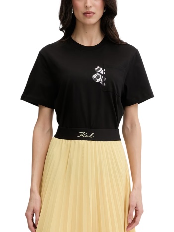 γυναικείο ikon peek a boo pocket t-shirt μαύρο karl